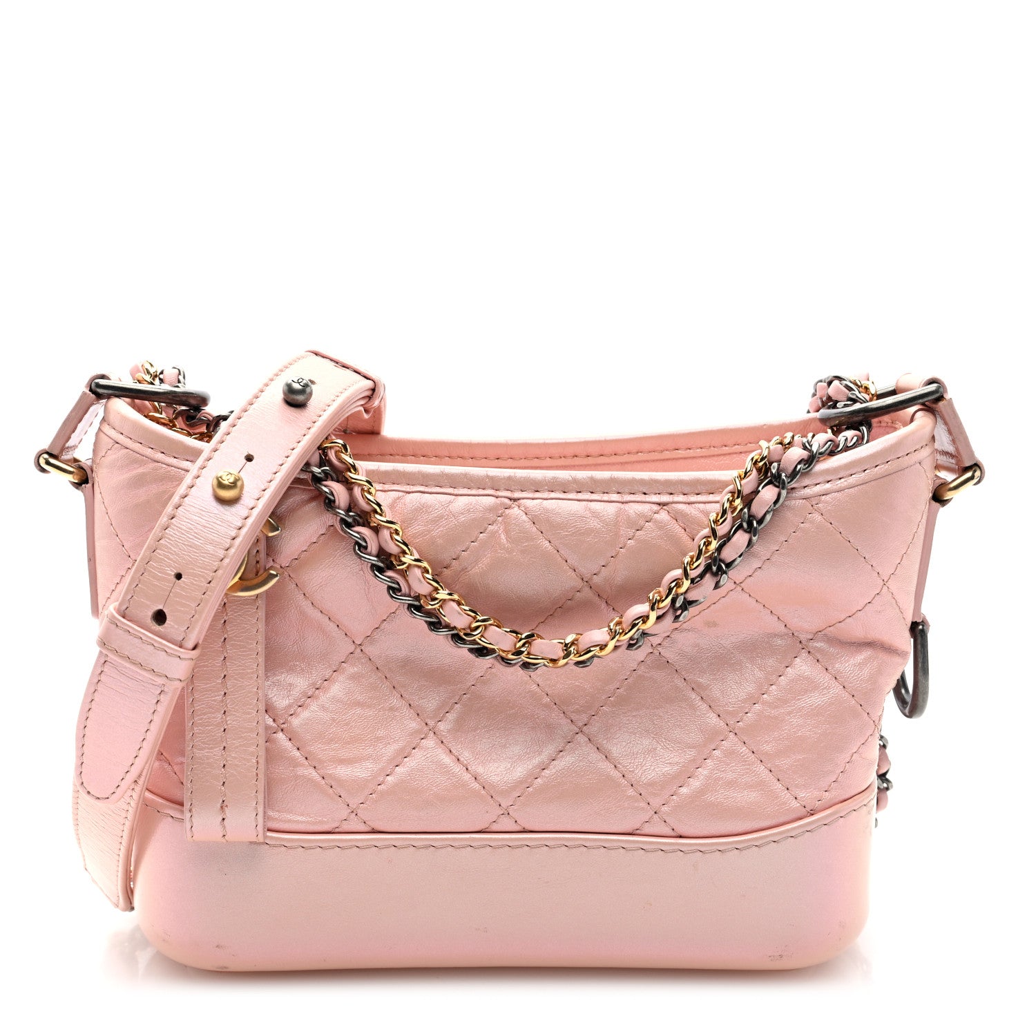 Chanel Iridescent Aged Calfskin Quilted Small Gabrielle Hobo Rose 1 of 10