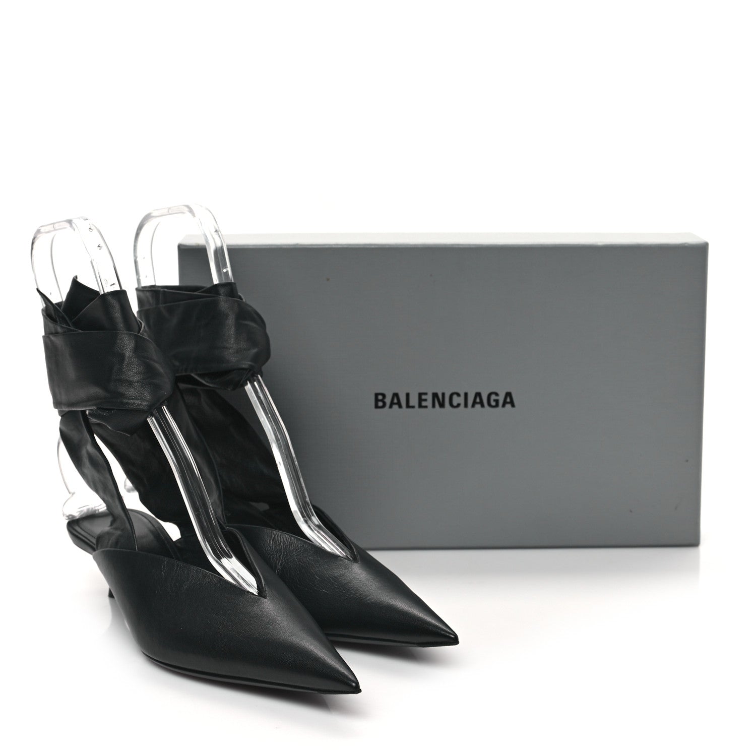 Balenciaga Soft Nappa Pointed Toe Wrap 40mm Mules 37 Black 9 of 9