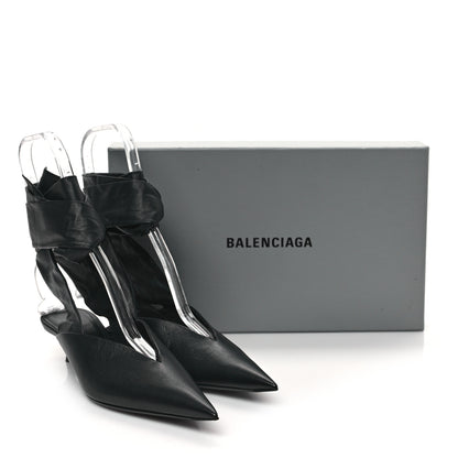 Balenciaga Soft Nappa Pointed Toe Wrap 40mm Mules 37 Black 9 of 9