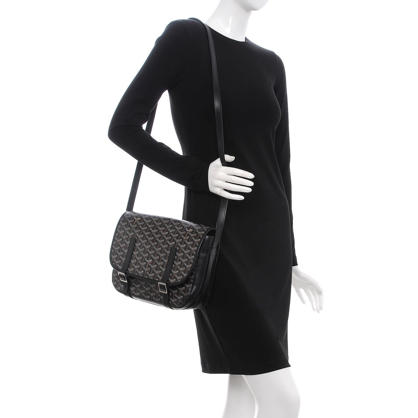 Goyardine Belvedere MM Messenger Bag Black