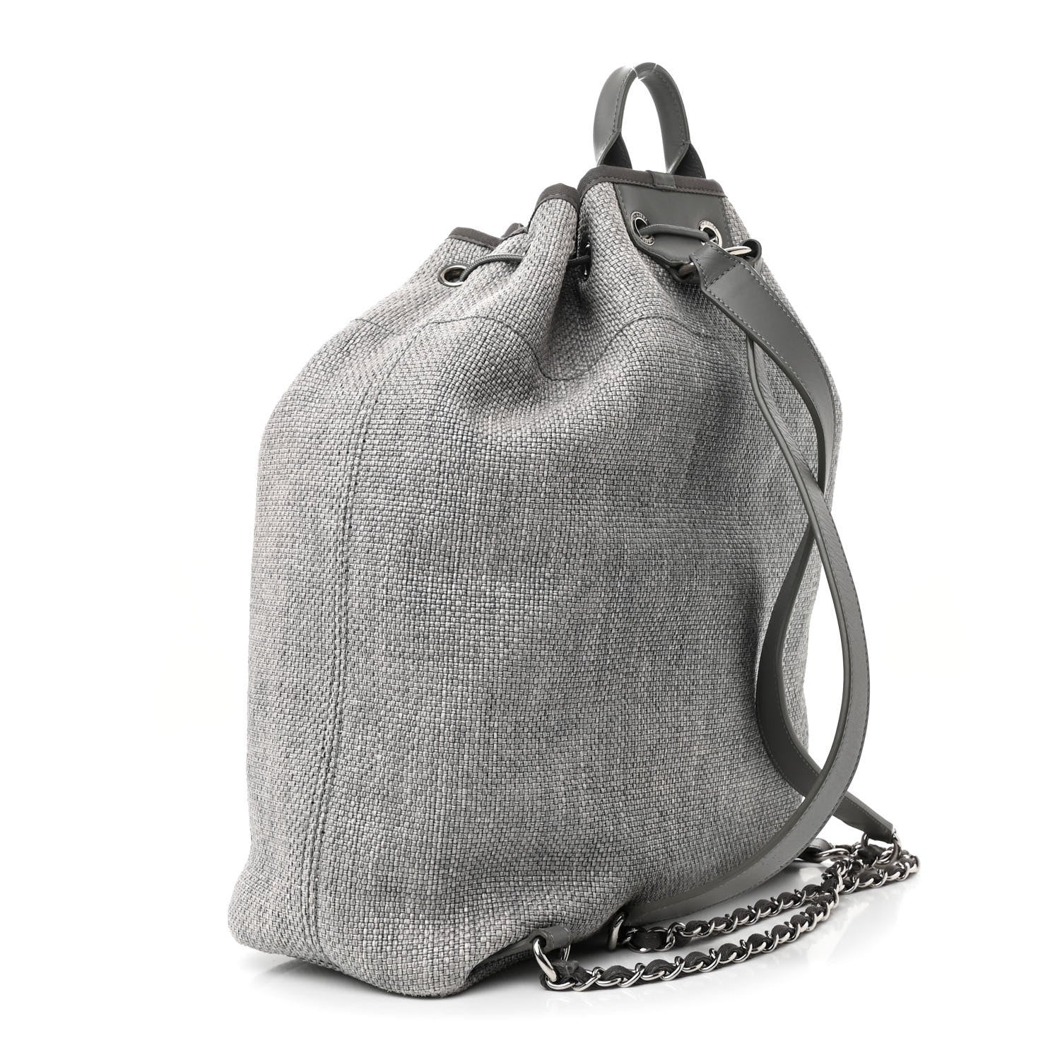 Chanel Canvas Large Deauville Backpack Grey 3 of 14
