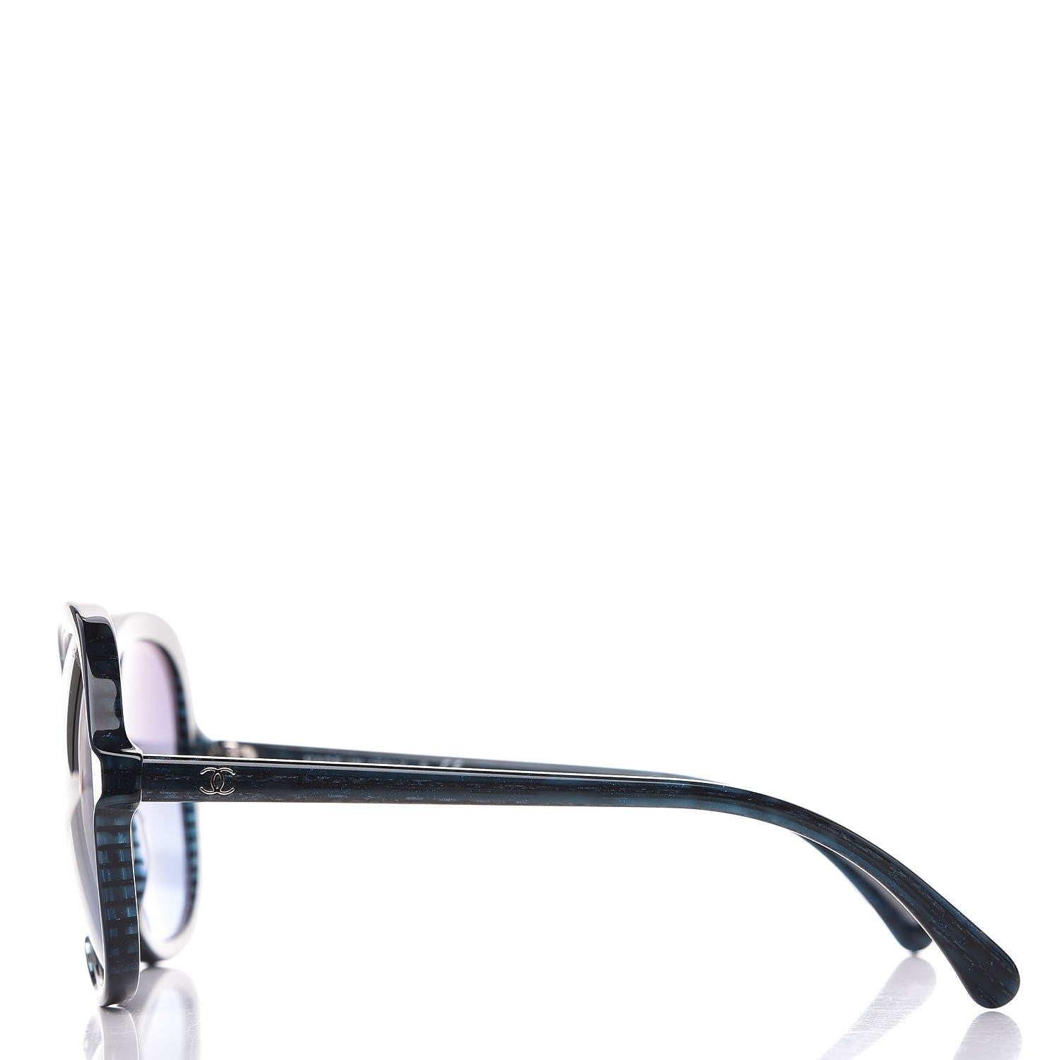 Chanel CC Striped Glitter Sunglasses 5320 Blue 3 of 9