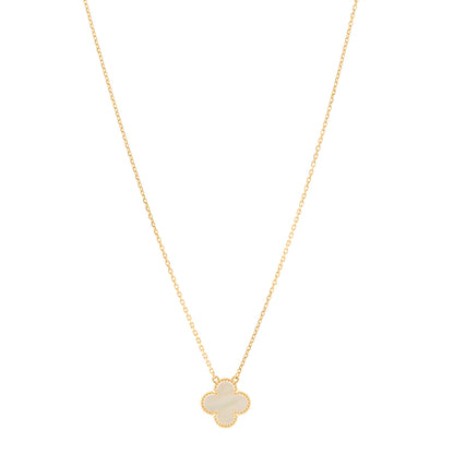 Van Cleef & Arpels 18K Yellow Gold Mother of Pearl Vintage Alhambra Pendant Necklace 1 of 5
