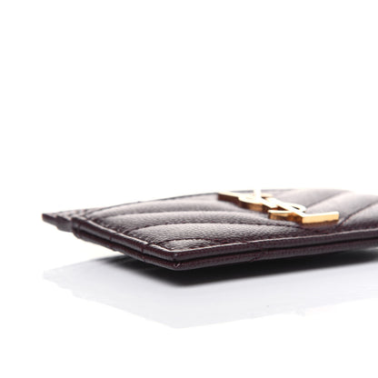 Saint Laurent Grain De Poudre Matelasse Chevron Monogram Credit Card Case Rouge Legion 8 of 10