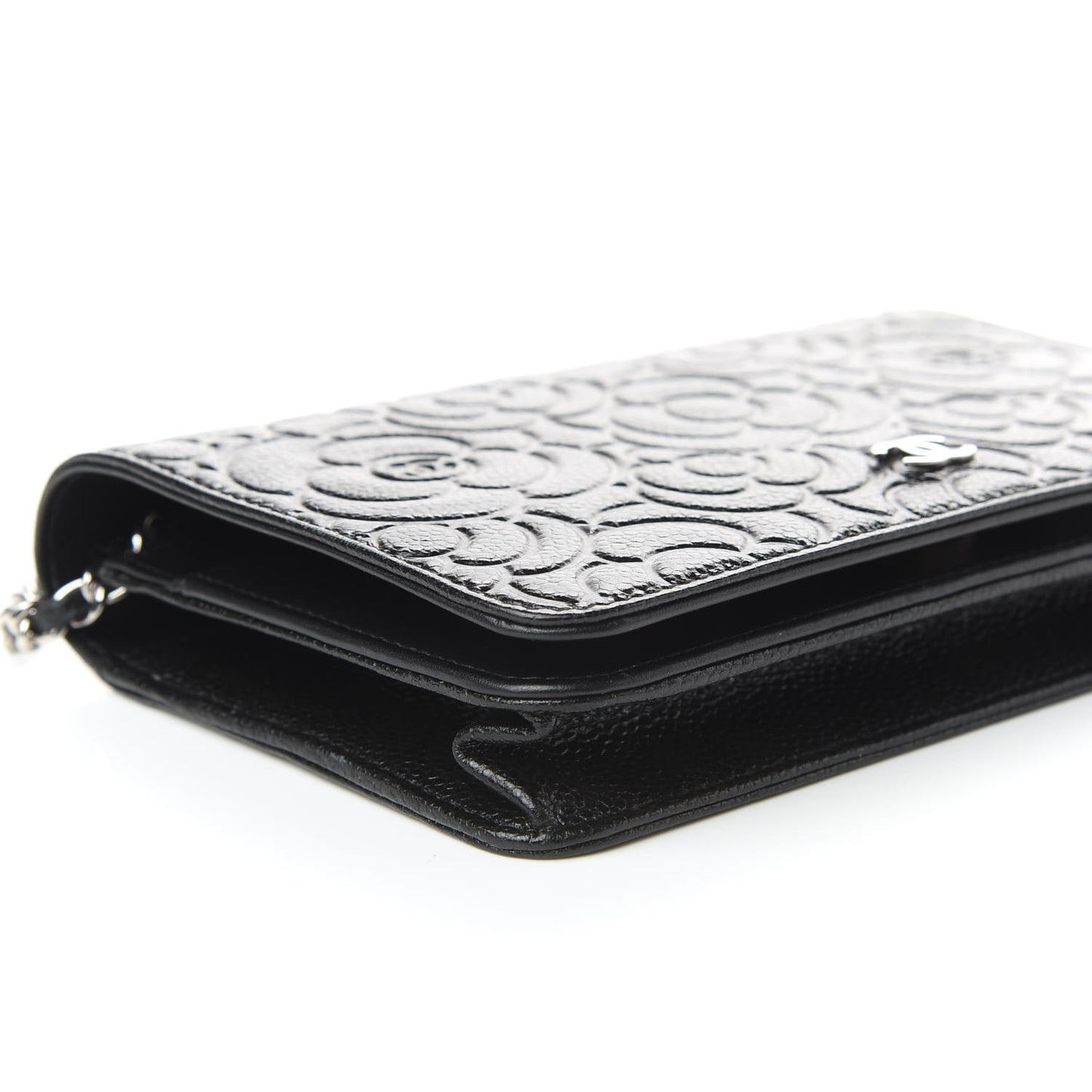 Caviar Camellia Embossed Wallet On Chain WOC Black