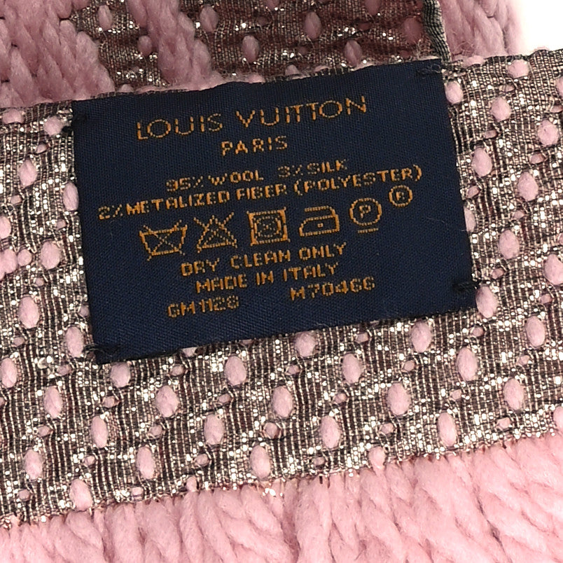 Louis Vuitton Wool Silk Logomania Shine Scarf Pink 3 of 3