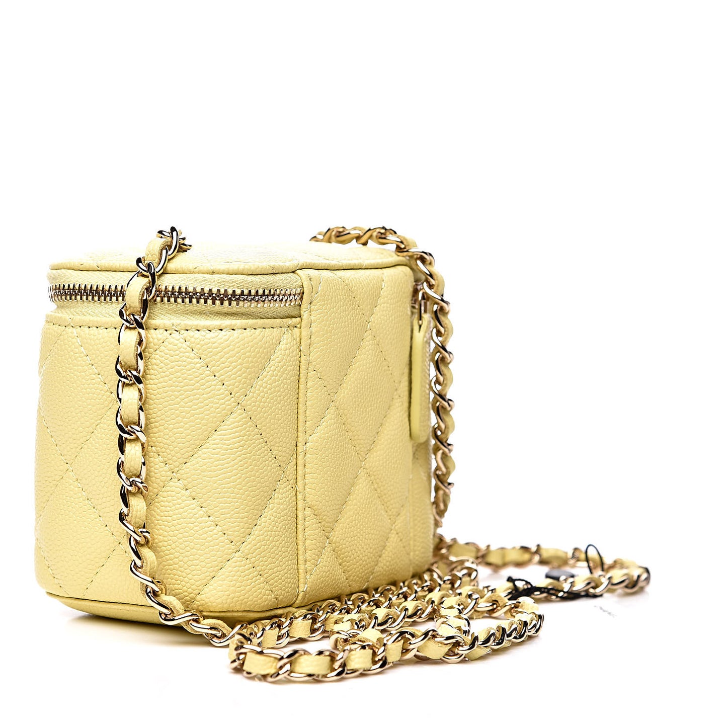 Caviar Quilted Mini Vanity Case With Chain Yellow