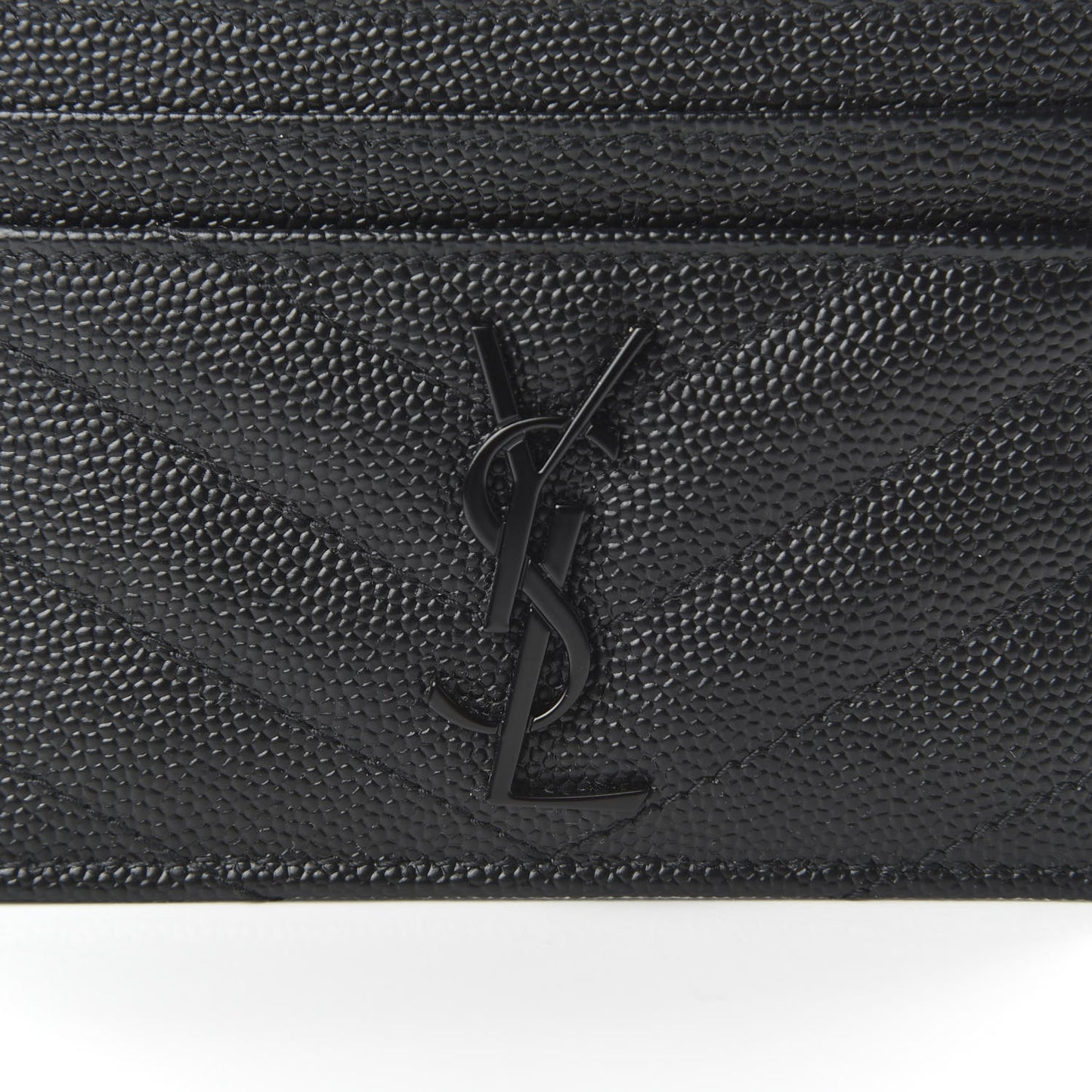 Grain De Poudre Matelasse Chevron Monogram Credit Card Case Black