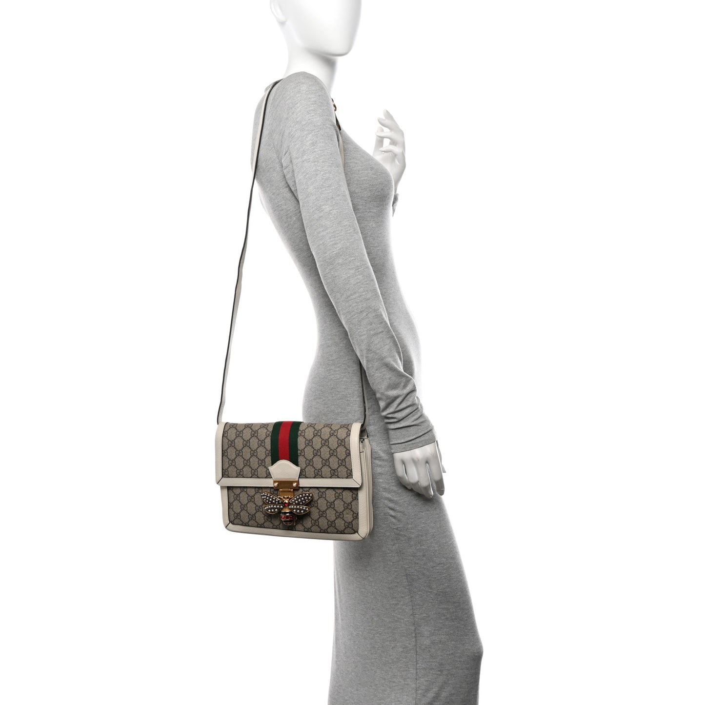 GG Supreme Monogram Medium Queen Margaret Shoulder Bag Mystic White