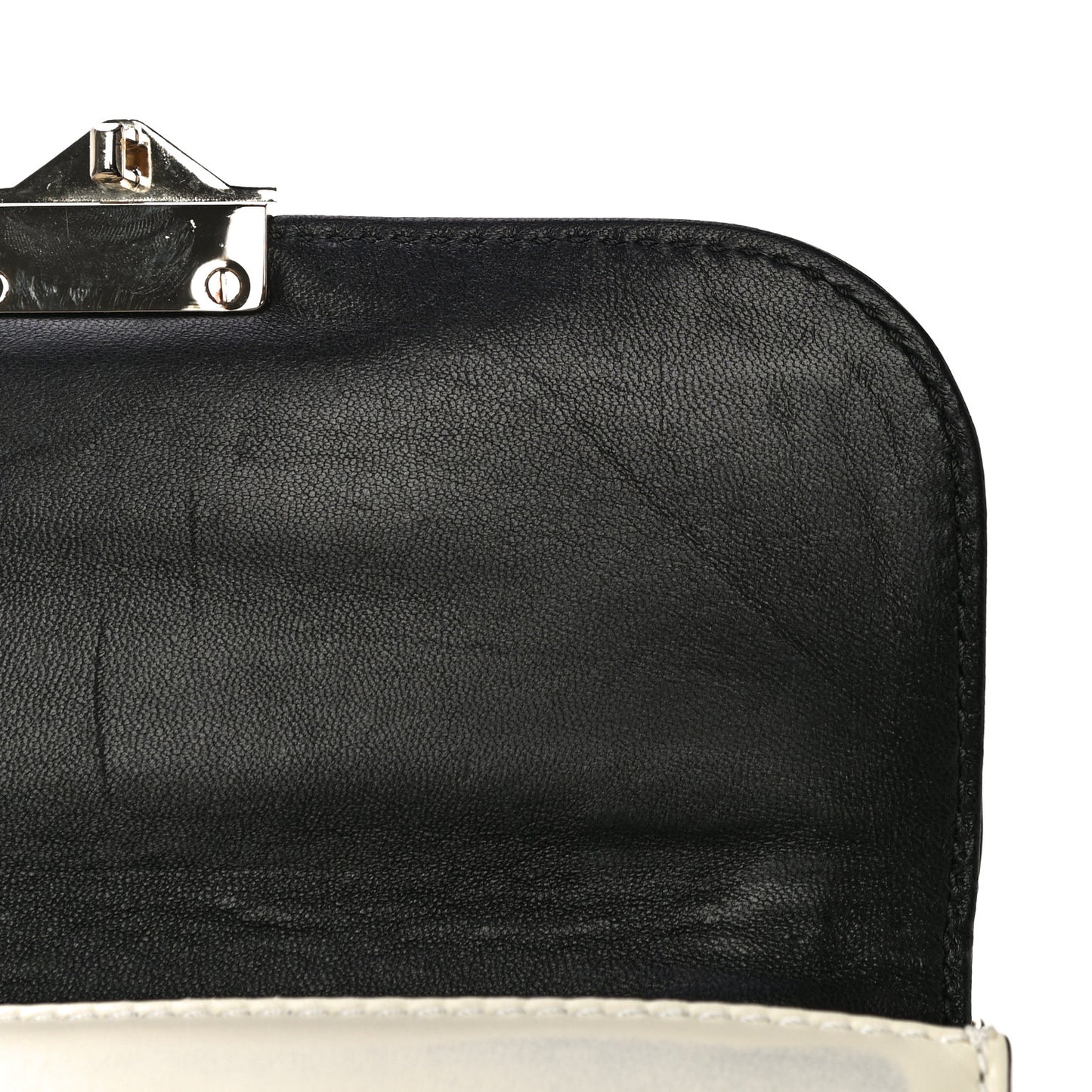 Vitello Small Glam Lock Rockstud Flap Black Light Ivory