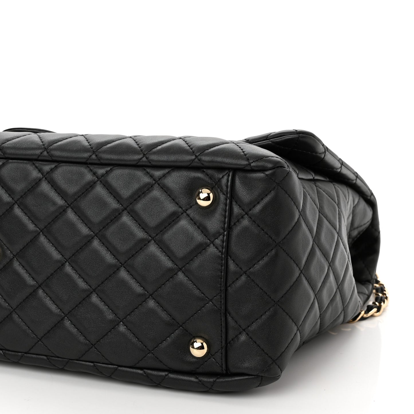 Calfskin Quilted XXL Travel Flap Bag Black