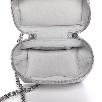 Chanel Metallic Caviar Quilted Mini Top Handle Vanity With Chain Silver 4 of 9