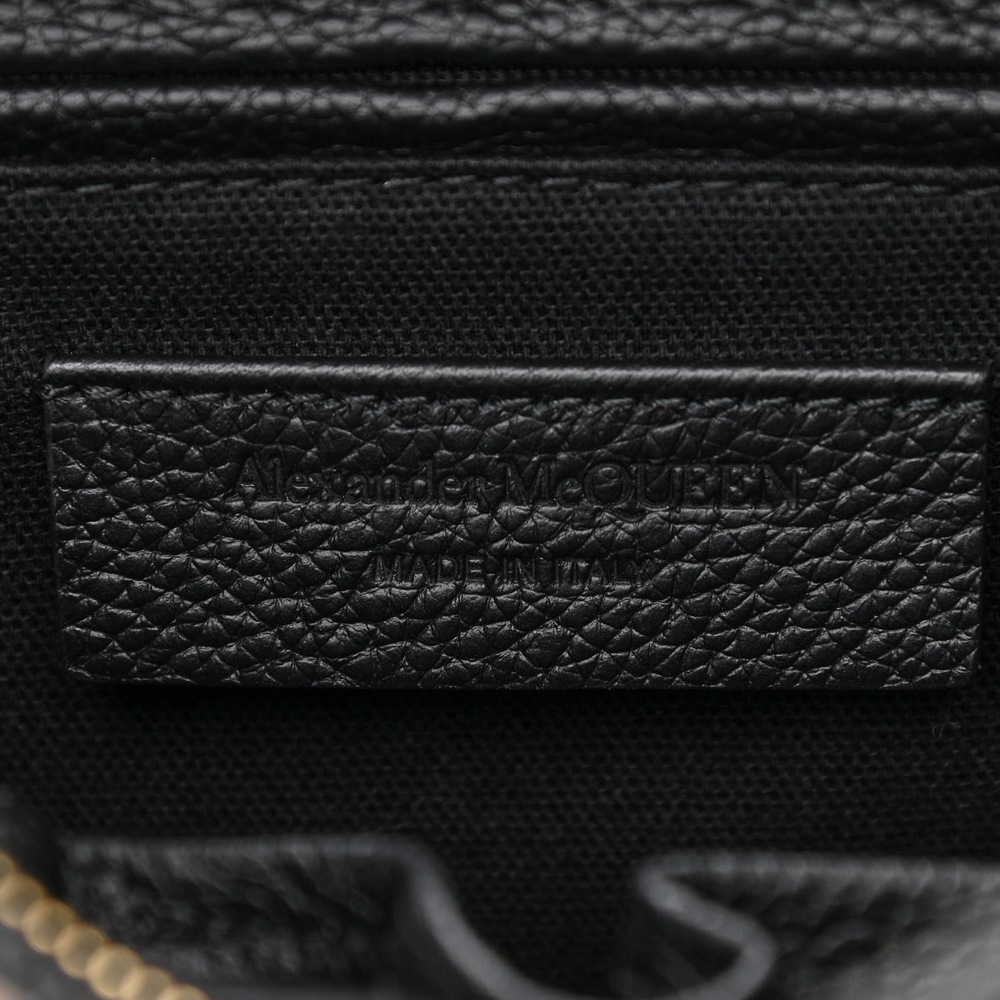 Pebbled Calfskin Small Skull Padlock Zip Around Tote Black