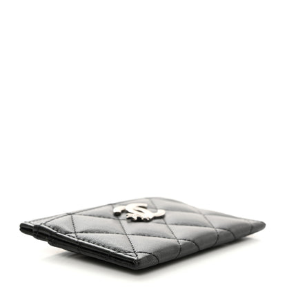 Chanel Lambskin Crystal Quilted Studded CC Card Holder Black 4 of 7