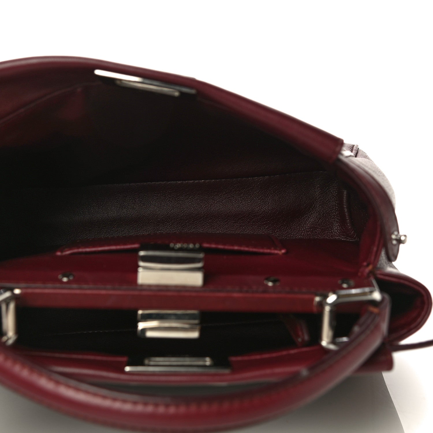 Fendi Nappa Mini Peekaboo Iconic Satchel Bordeaux 5 of 13