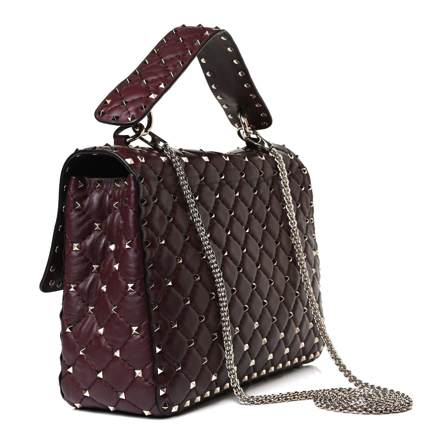 Valentino Garavani Nappa Large Rockstud Spike Shoulder Bag Rubin 2 of 14