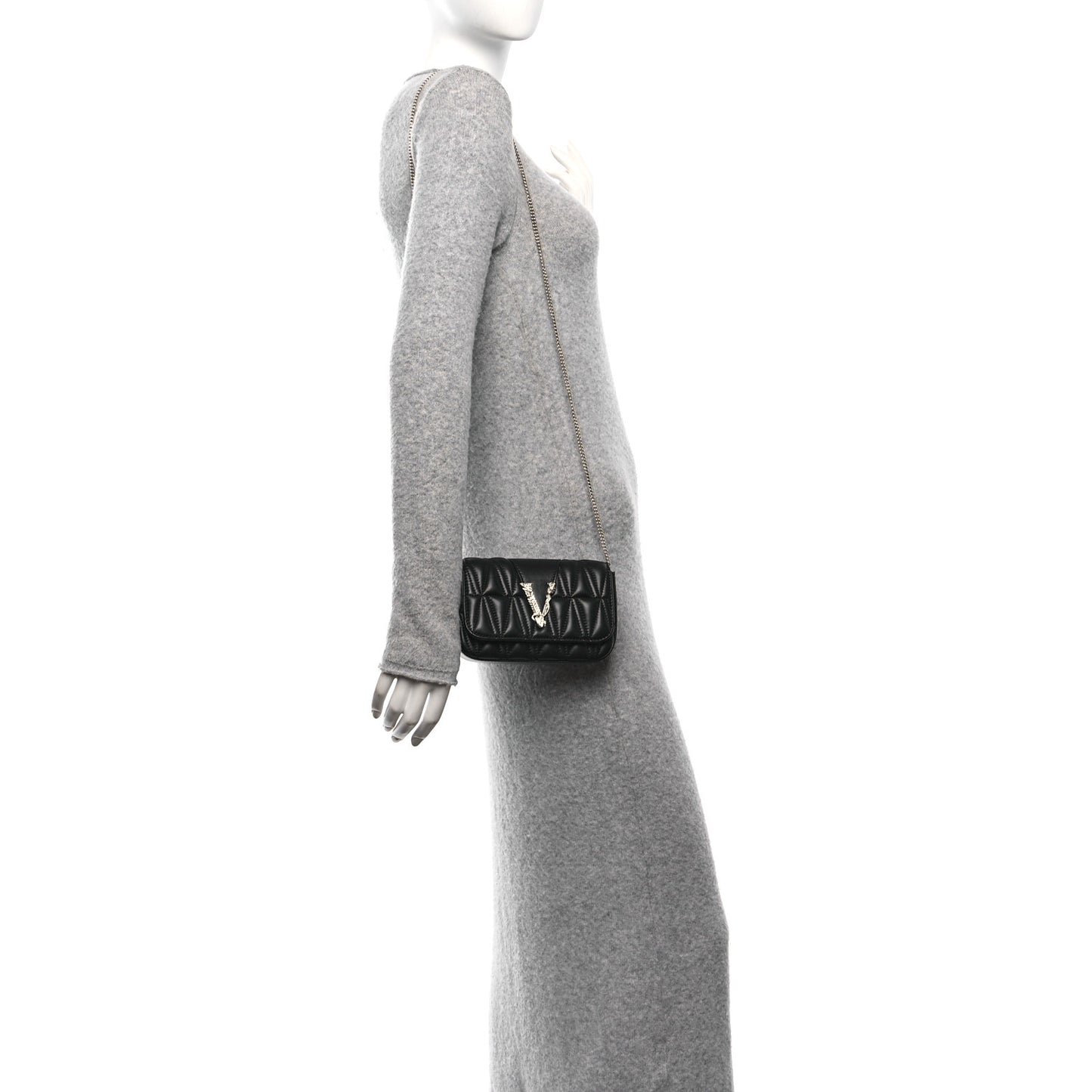 Nappa Quilted Virtus Evening Bag Black