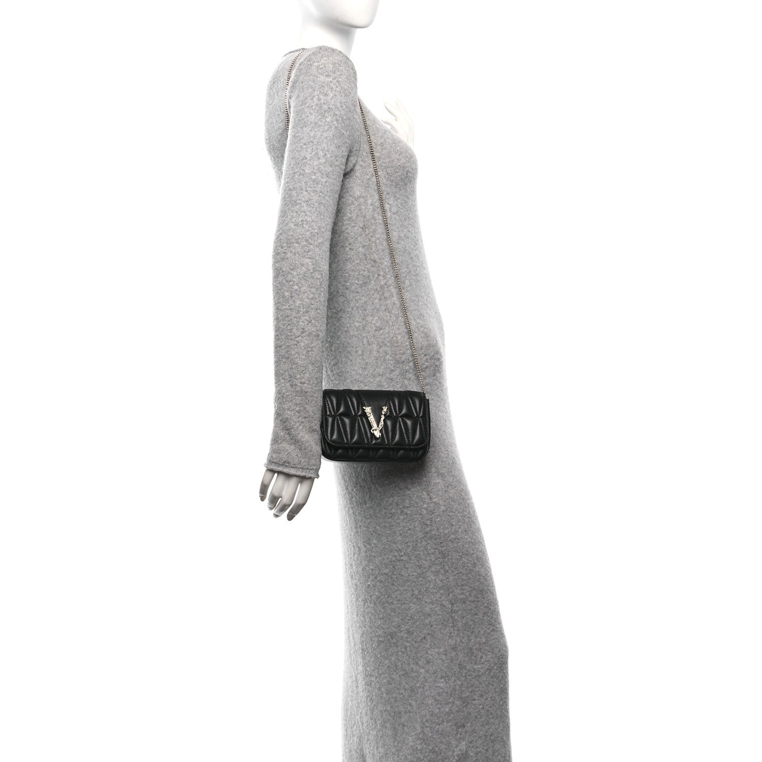 Versace Nappa Quilted Virtus Evening Bag Black 2 of 9