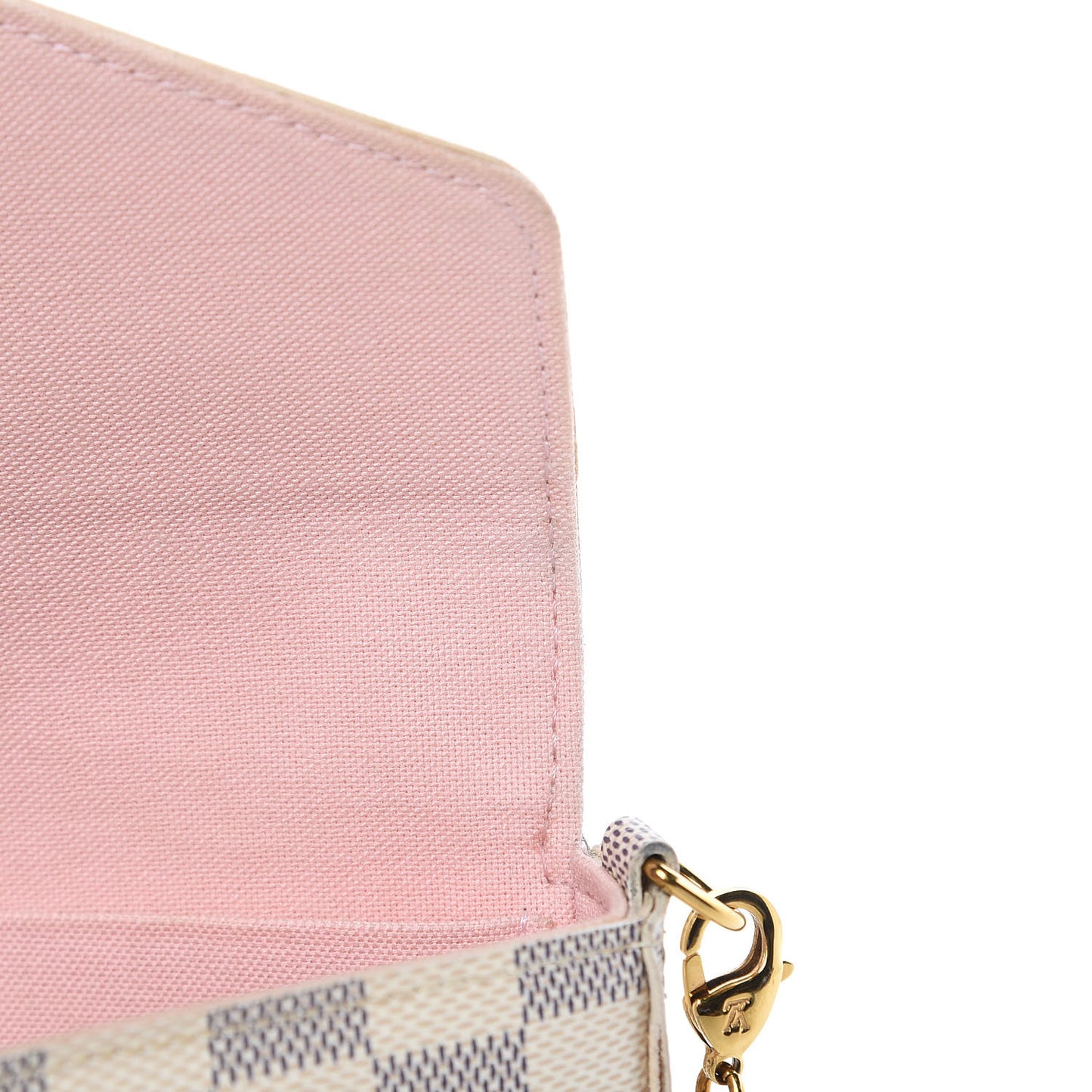 Damier Azur Pochette Felicie Chain Wallet Rose Ballerine