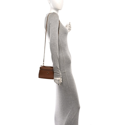 Chanel Grained Calfskin Top Handle Trapeze Small Vanity Case With Chain Camel 3 of 12