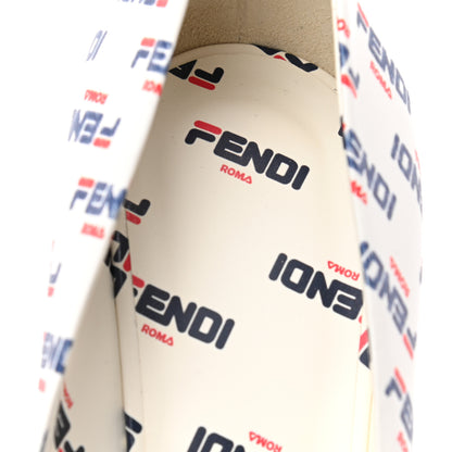 Fendi X FILA Vitello Mania Logo Print High Heel Pumps 40 White Blue Red Fragola 7 of 7