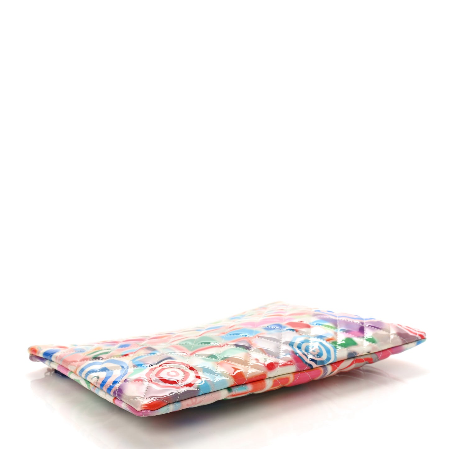 Patent Calfskin Printed Quilted Large Cosmetic Case Multicolor