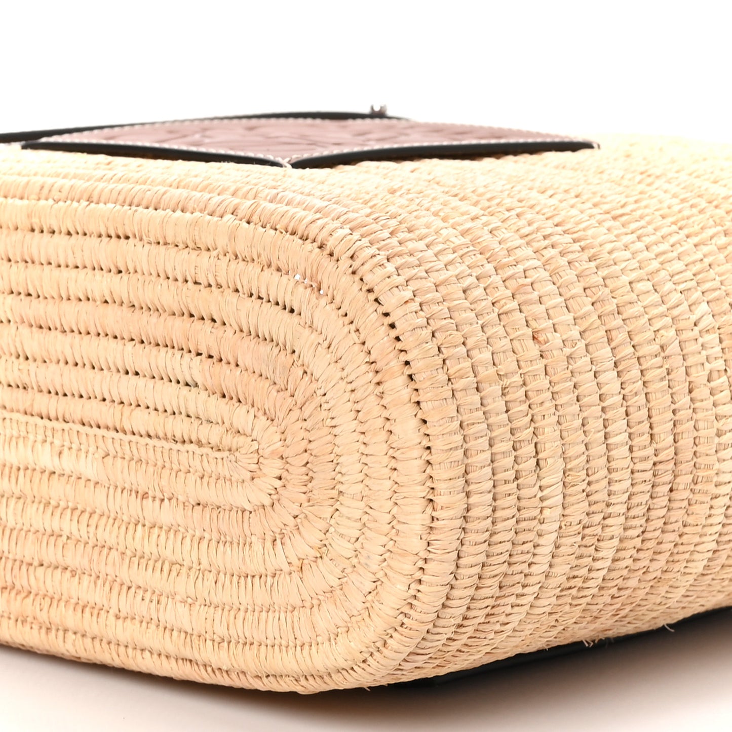 Raffia Small Square Basket Tote Bag Natural Pecan