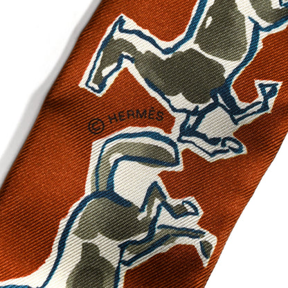 Hermes Silk Chevaux En Liberte Twilly Caramel Kaki White 3 of 6