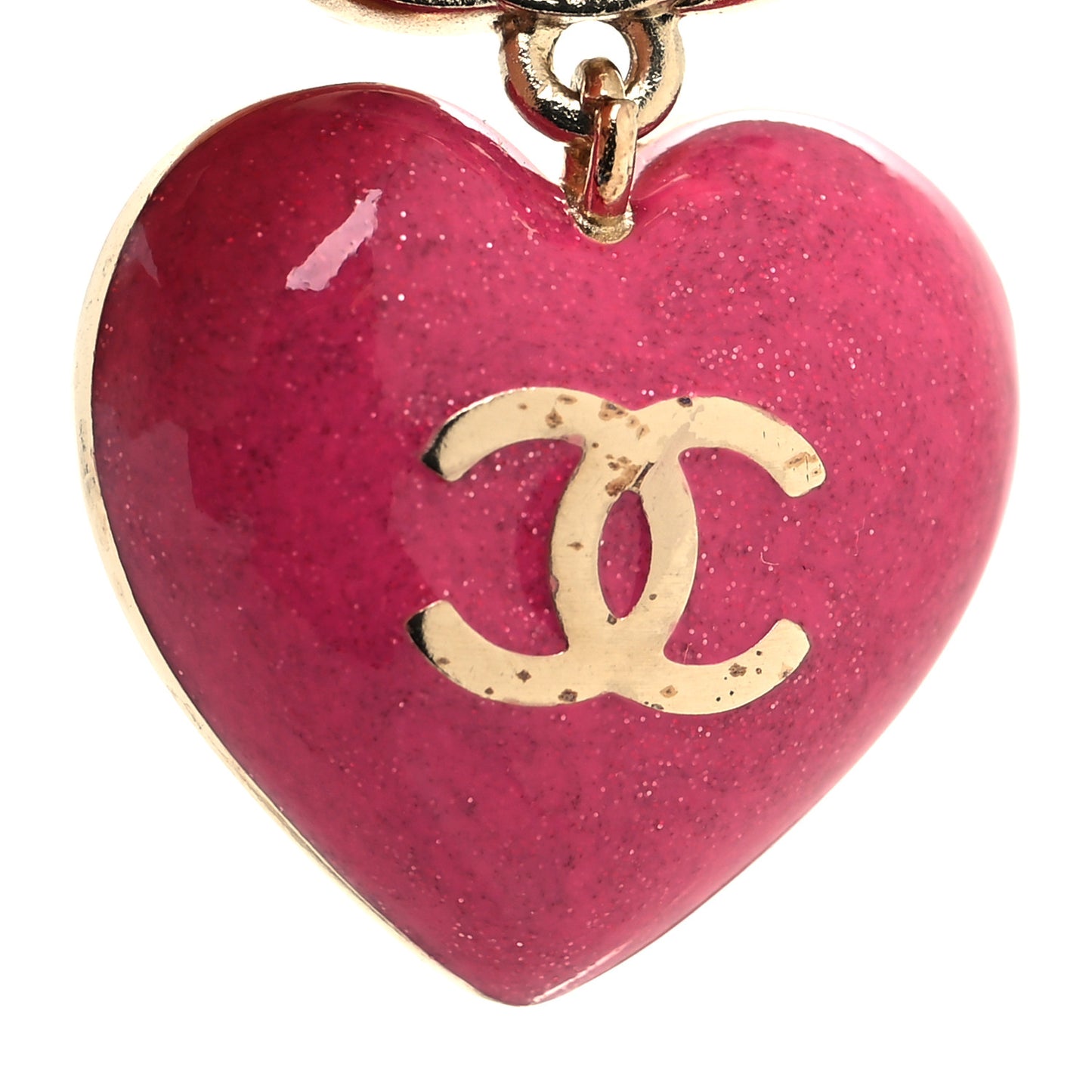 Crystal CC Resin Heart Drop Earrings Pink Gold