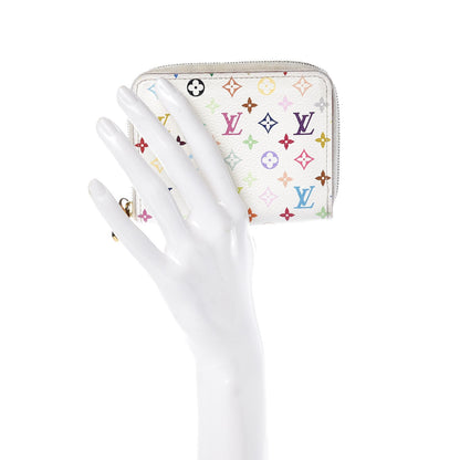 Louis Vuitton Monogram Multicolor Zippy Coin Purse Wallet White Litchi 2 of 9