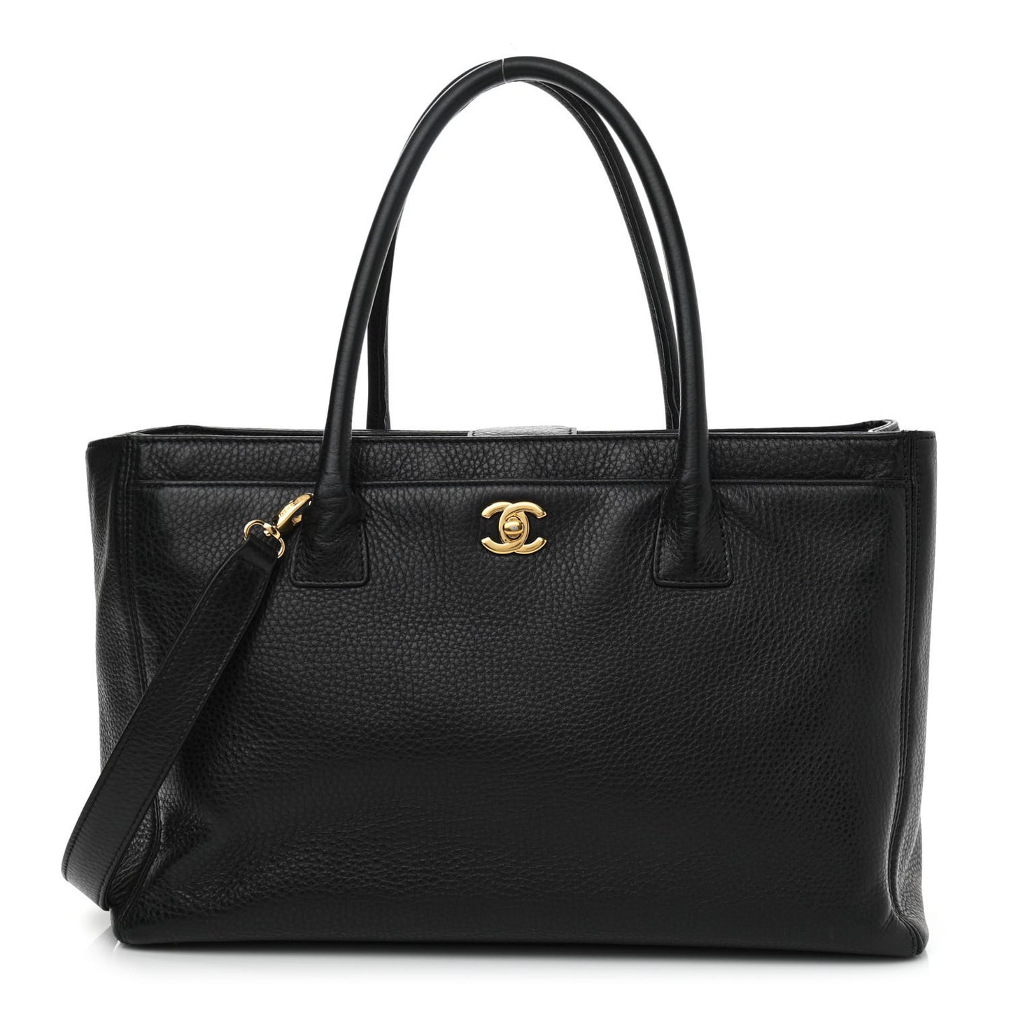 Calfskin Cerf Executive Shopper Tote Black