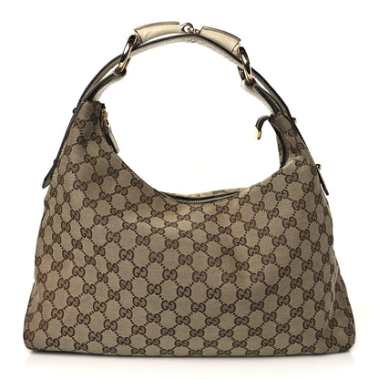 Gucci Monogram Medium Horsebit Chain Hobo Off White 1 of 11