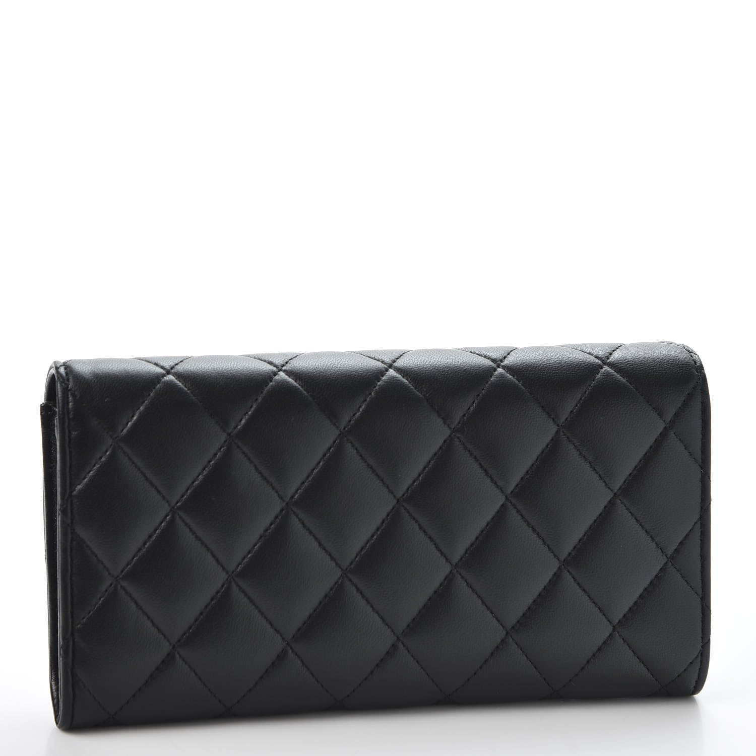 Chanel Lambskin Quilted Large Gusset Flap Wallet Black 2 of 11