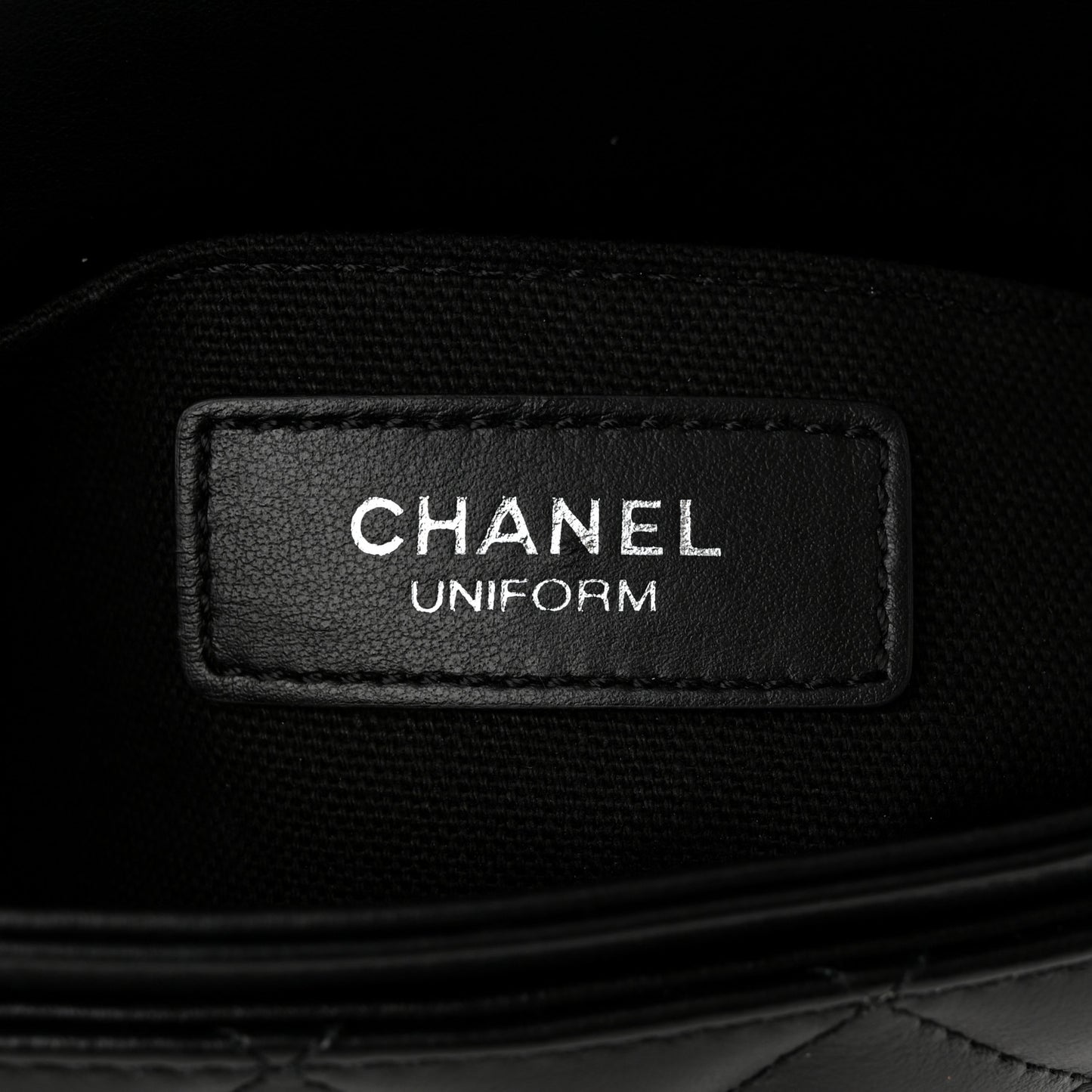 Calfskin Quilted CC Uniform Flap Belt Bag Black