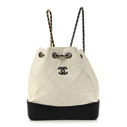 Chanel Aged Calfskin Quilted Small Gabrielle Backpack Black White 1 of 12