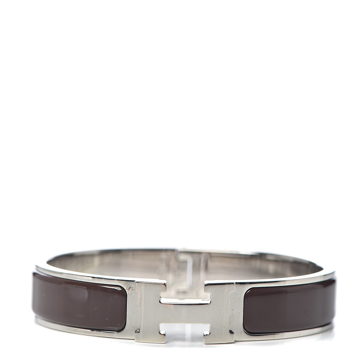 Hermes Enamel Narrow Clic Clac H Bracelet PM Chocolate 1 of 5