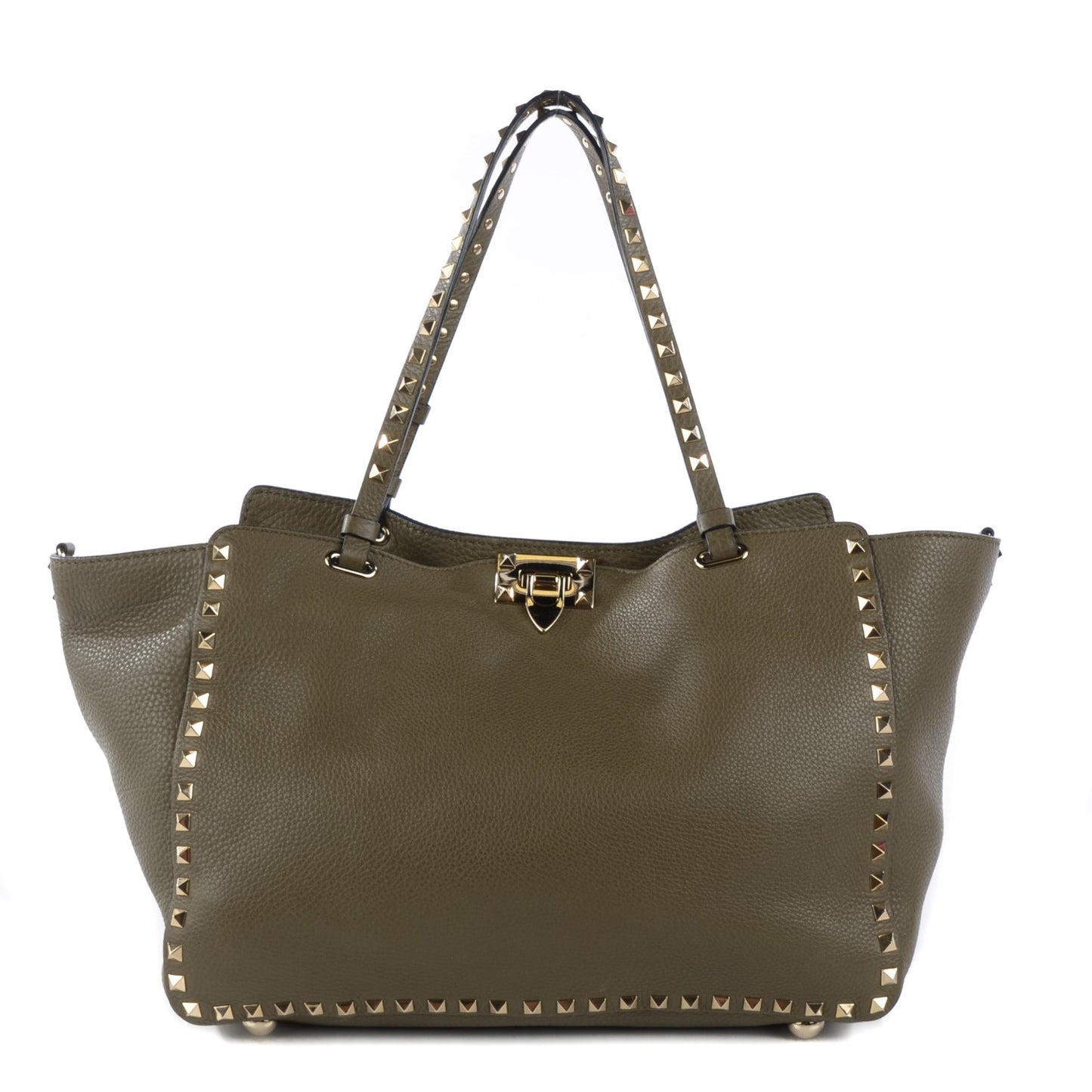 Alce Printed Calfskin Medium Rockstud Tote Army Green