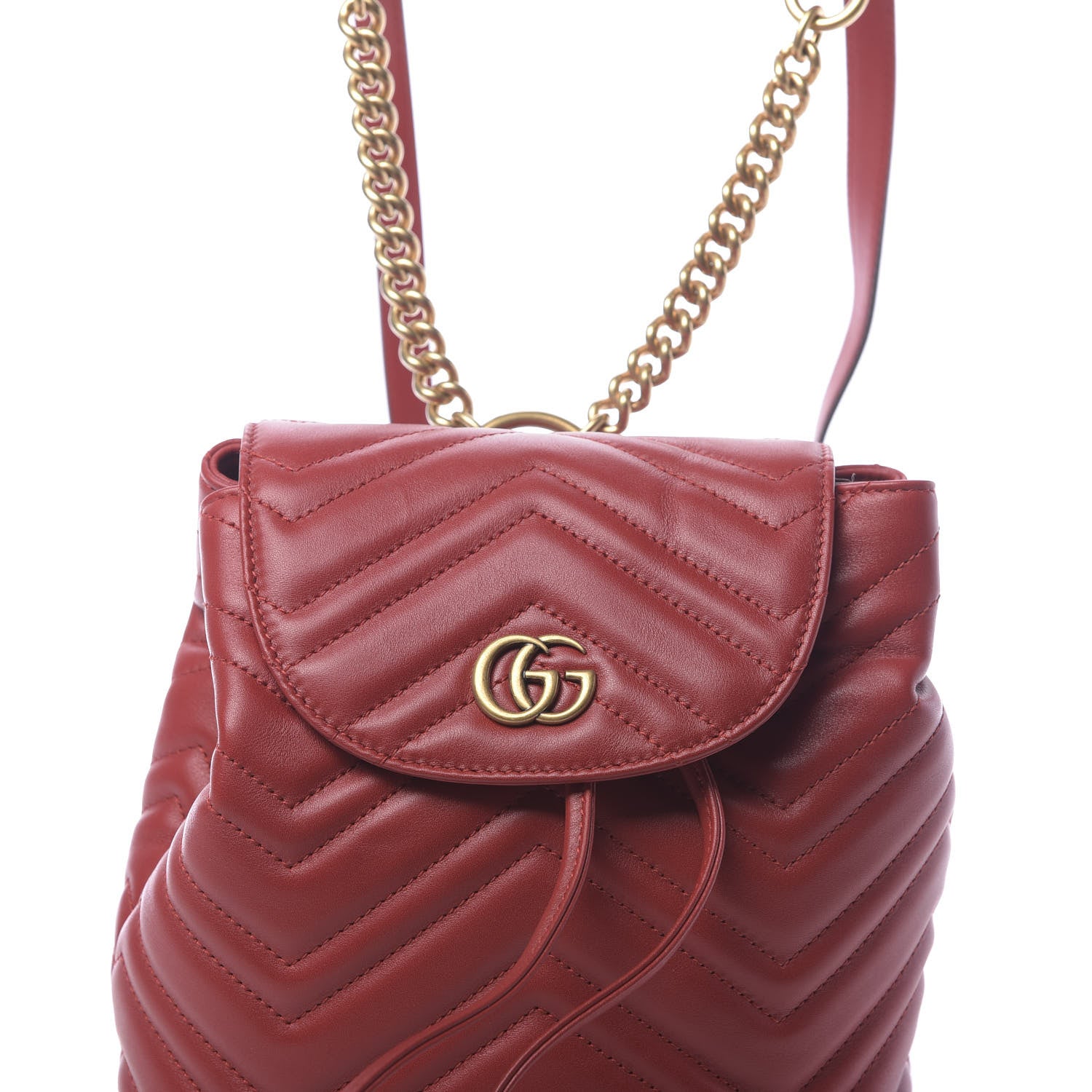 Gucci Calfskin Matelasse GG Marmont Flap Backpack Hibiscus Red 7 of 9