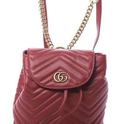 Gucci Calfskin Matelasse GG Marmont Flap Backpack Hibiscus Red 7 of 9