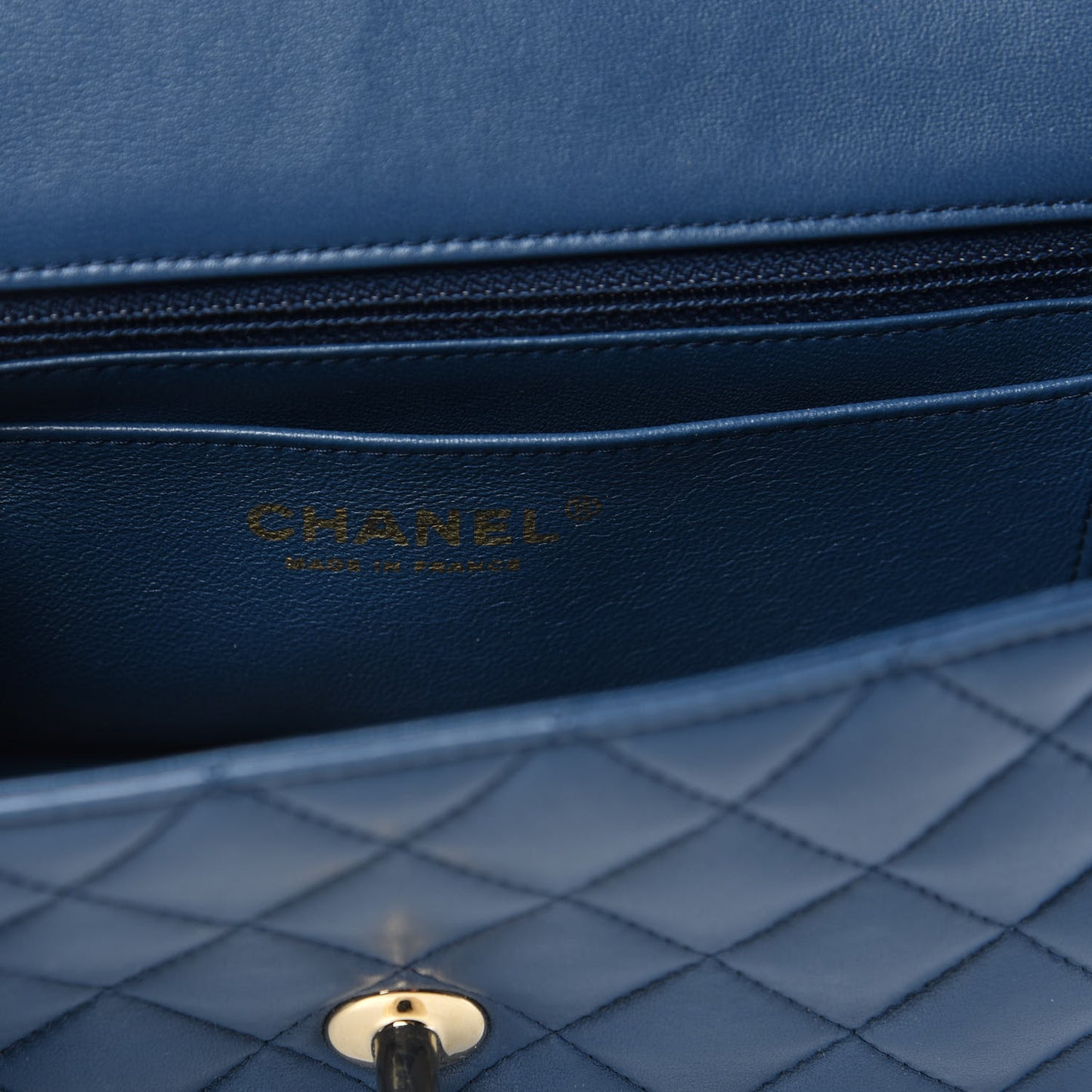 Lambskin Quilted Mini Rectangular Flap Blue