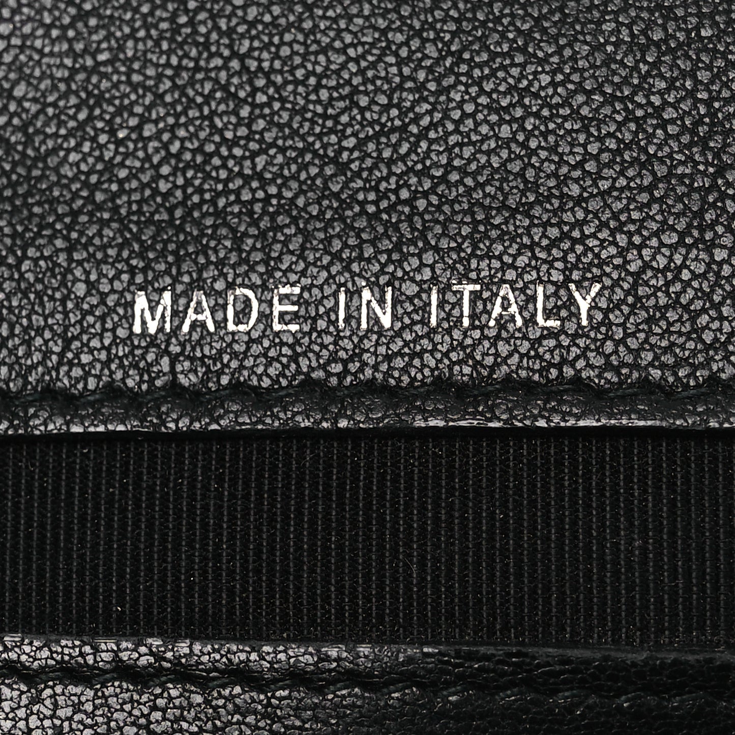 Grained Calfskin Quilted CC Box Pouch Black