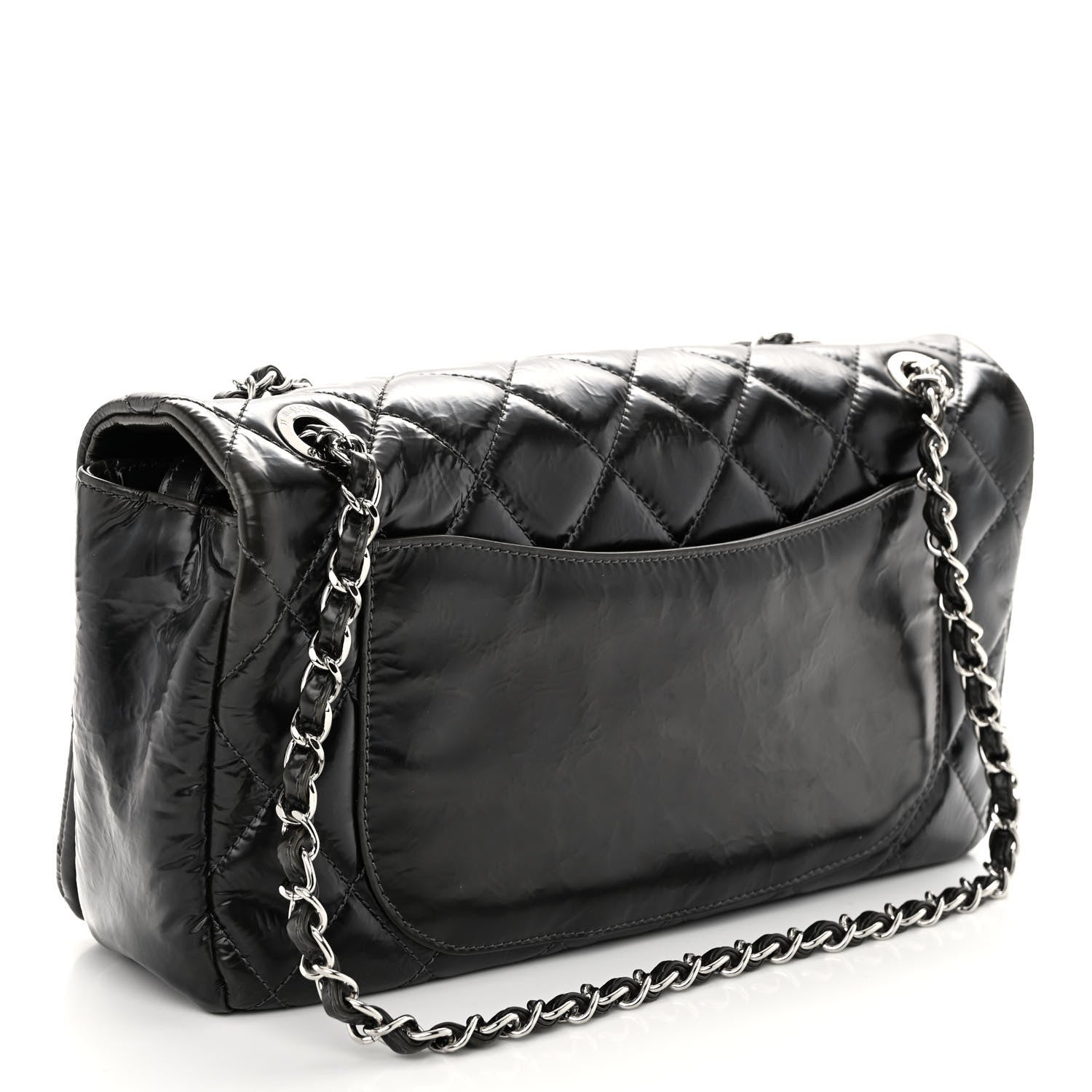 Chanel Glazed Calfskin Quilted CC Single Flap Black 3 of 10