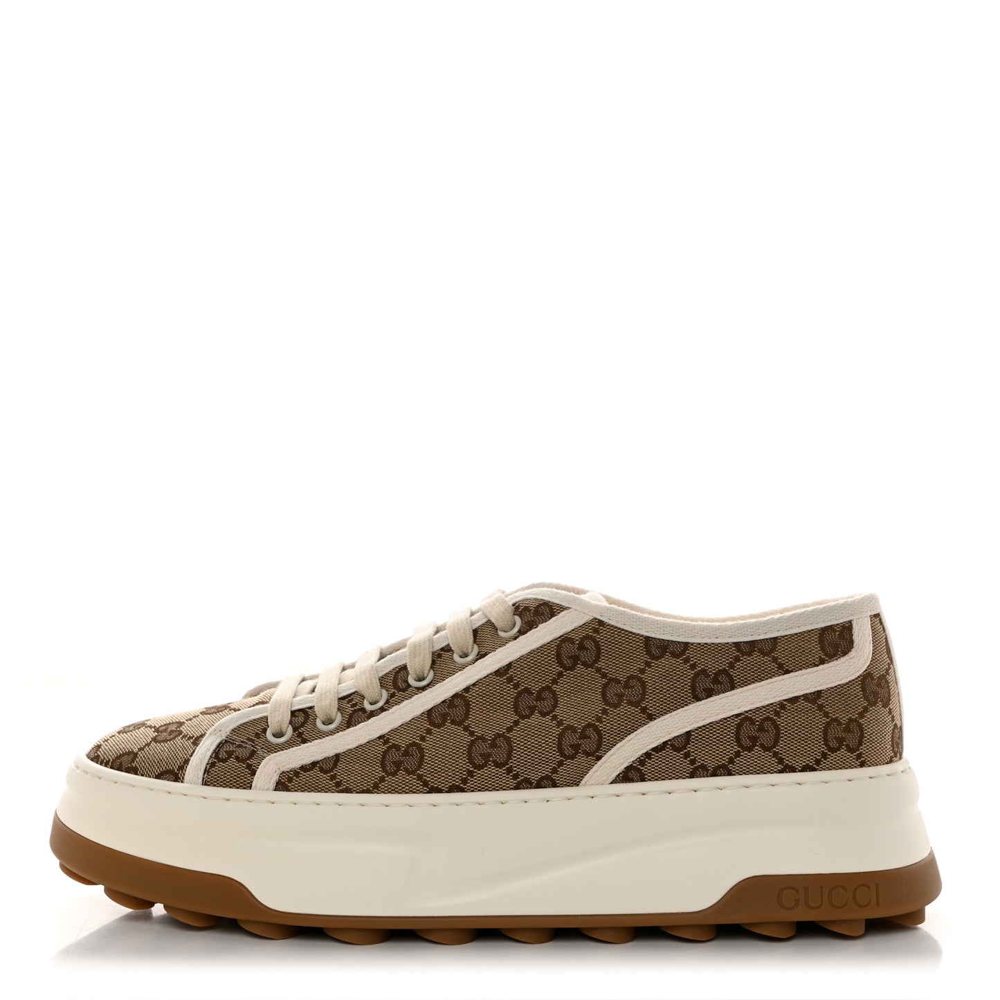 GG Monogram Mens 1977 Tennis Platform 52mm Sneakers 10 Beige Ebony Mystic White