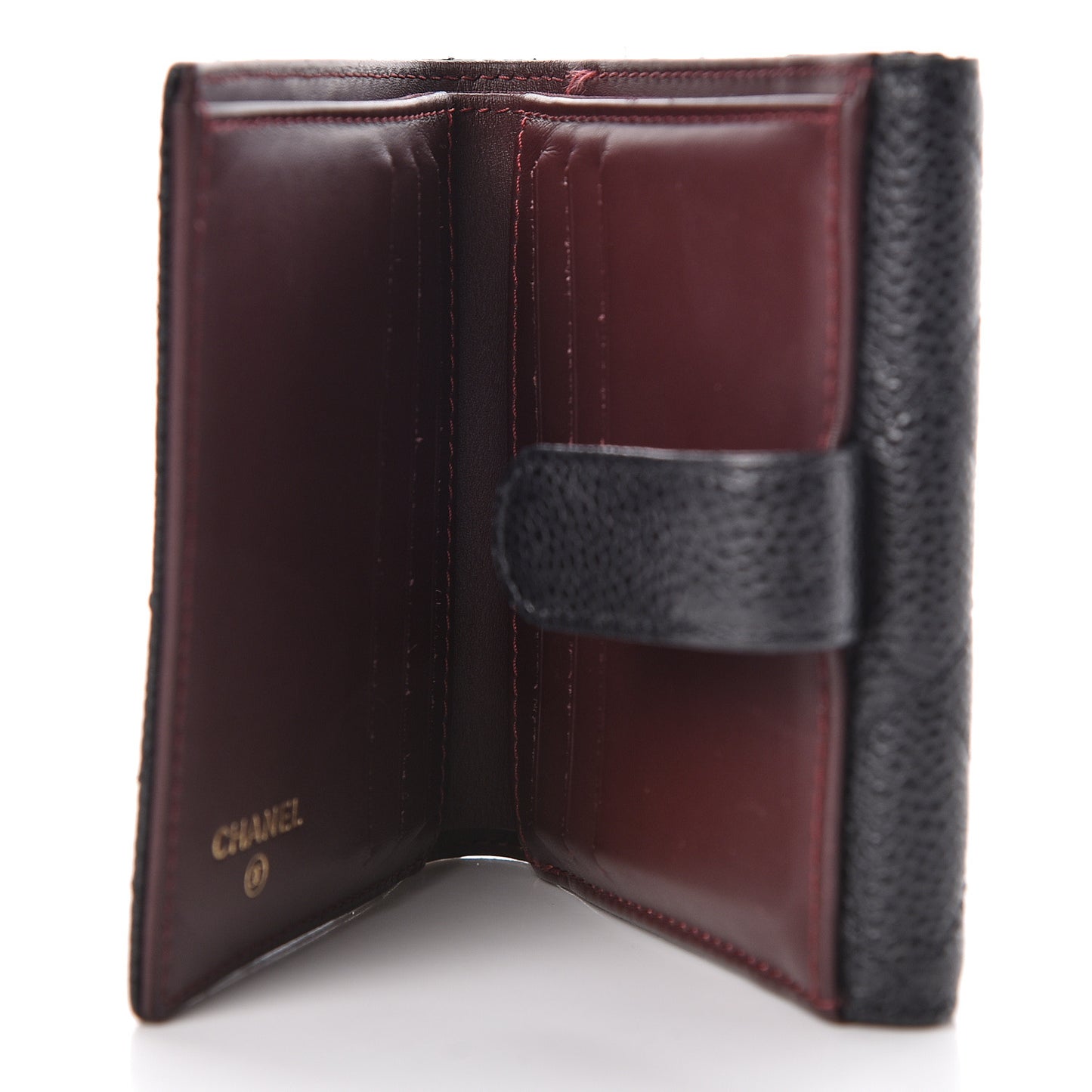 Caviar Quilted Compact French Flap Wallet Black