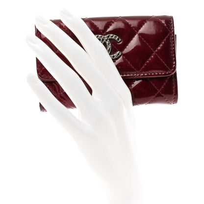 Chanel Patent Brilliant Flap Card Holder Burgundy 2 of 10