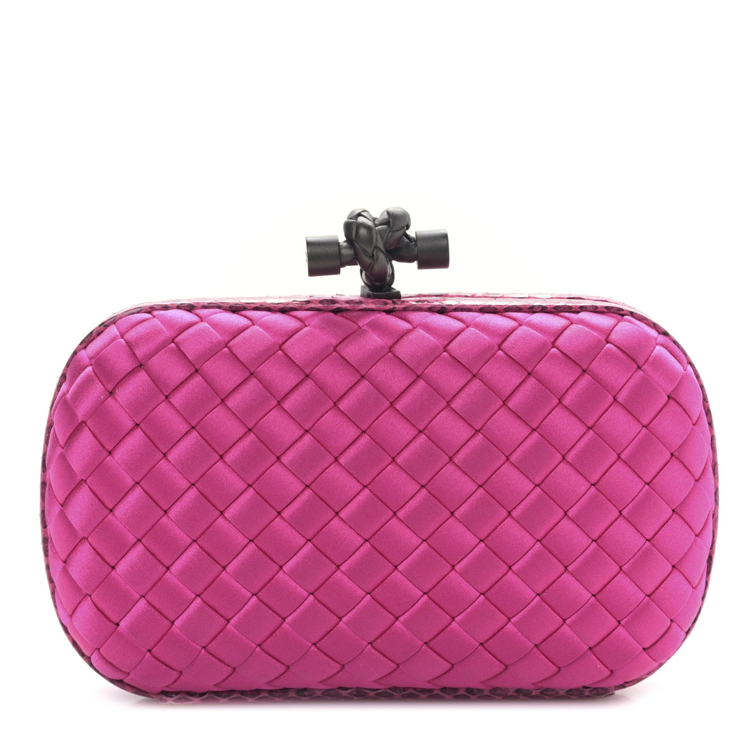 Bottega Veneta Satin Intreccio Impero Ayers Knot Clutch Rosa Shock 1 of 8
