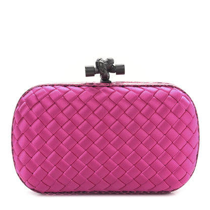 Bottega Veneta Satin Intreccio Impero Ayers Knot Clutch Rosa Shock 1 of 8