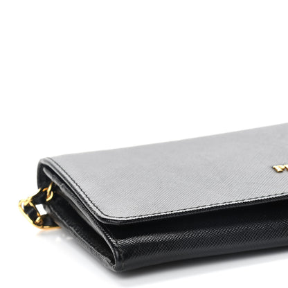 Prada Saffiano Metal Oro Chain Wallet Black 7 of 8