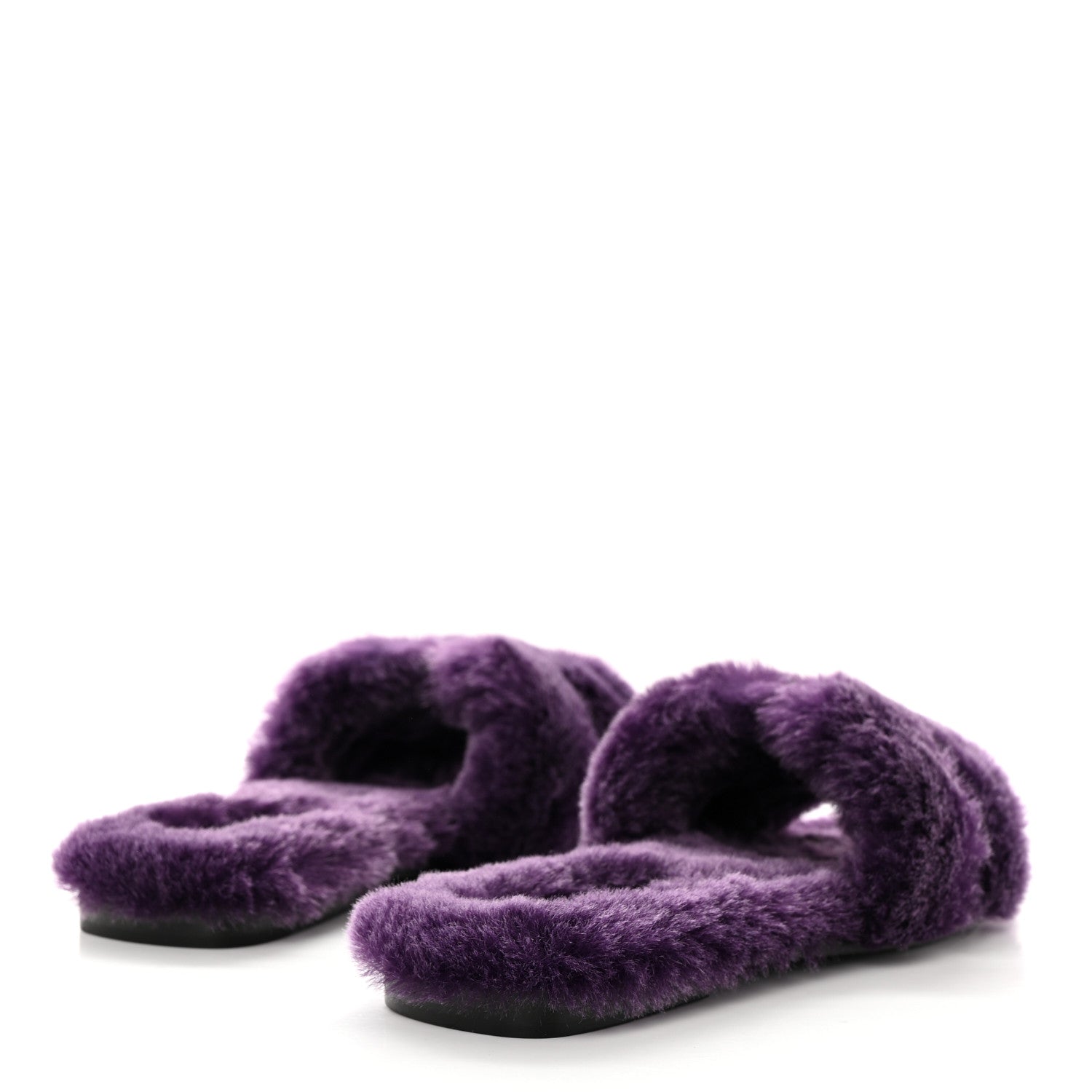 Hermes Woolskin Oran Sandals 37.5 Violet Fonce 4 of 7