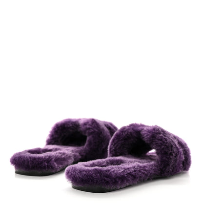 Hermes Woolskin Oran Sandals 37.5 Violet Fonce 4 of 7